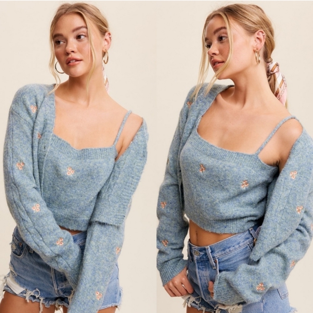 like new LISTICLE clothing cardigan set, size M.